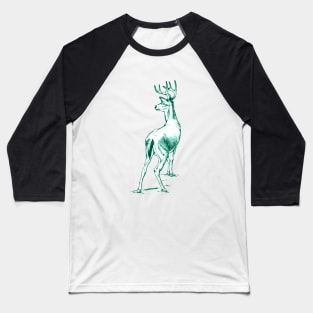 Curious Deer (emerald) Baseball T-Shirt